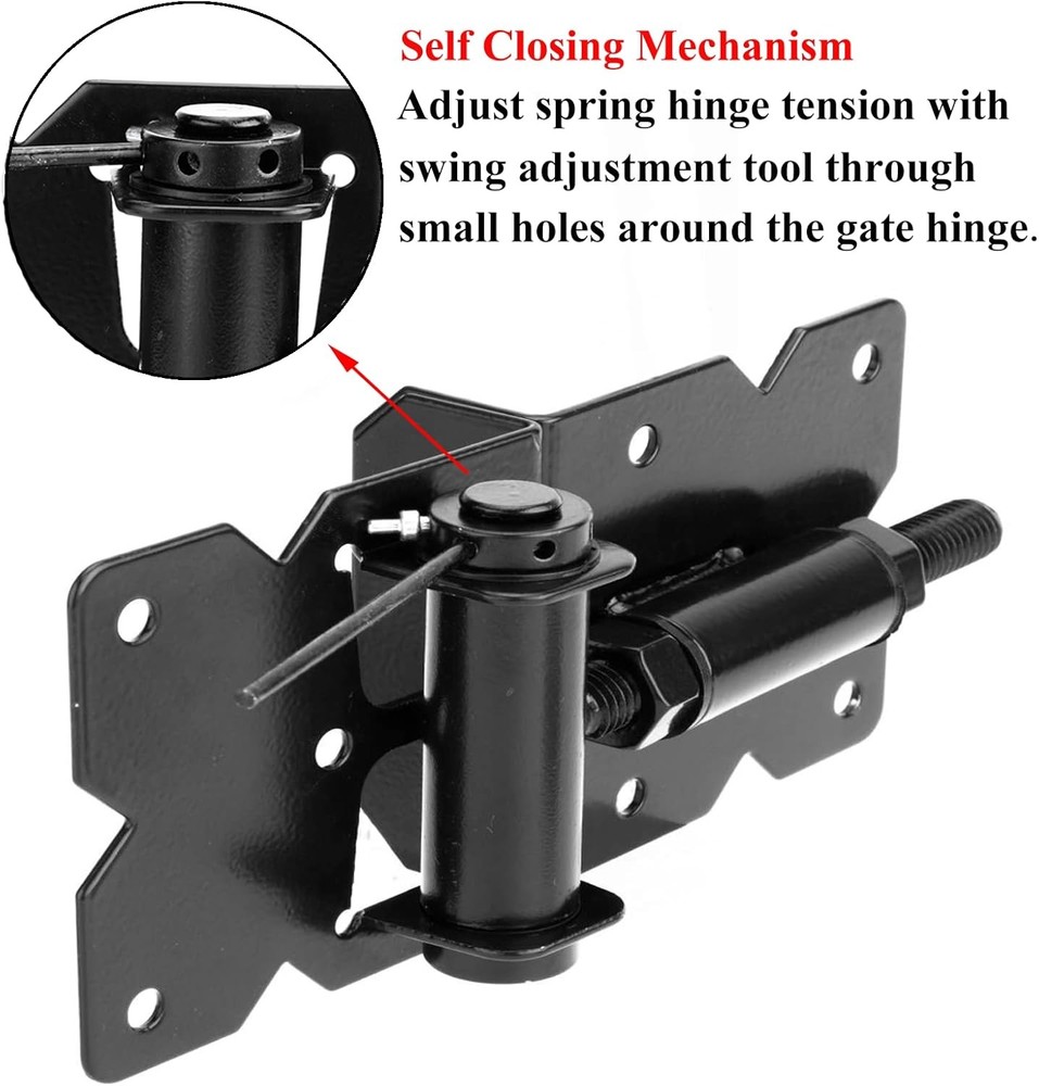 Self Closing Gate Hinges Adjustable Heavy Duty Hardware 90 Degree