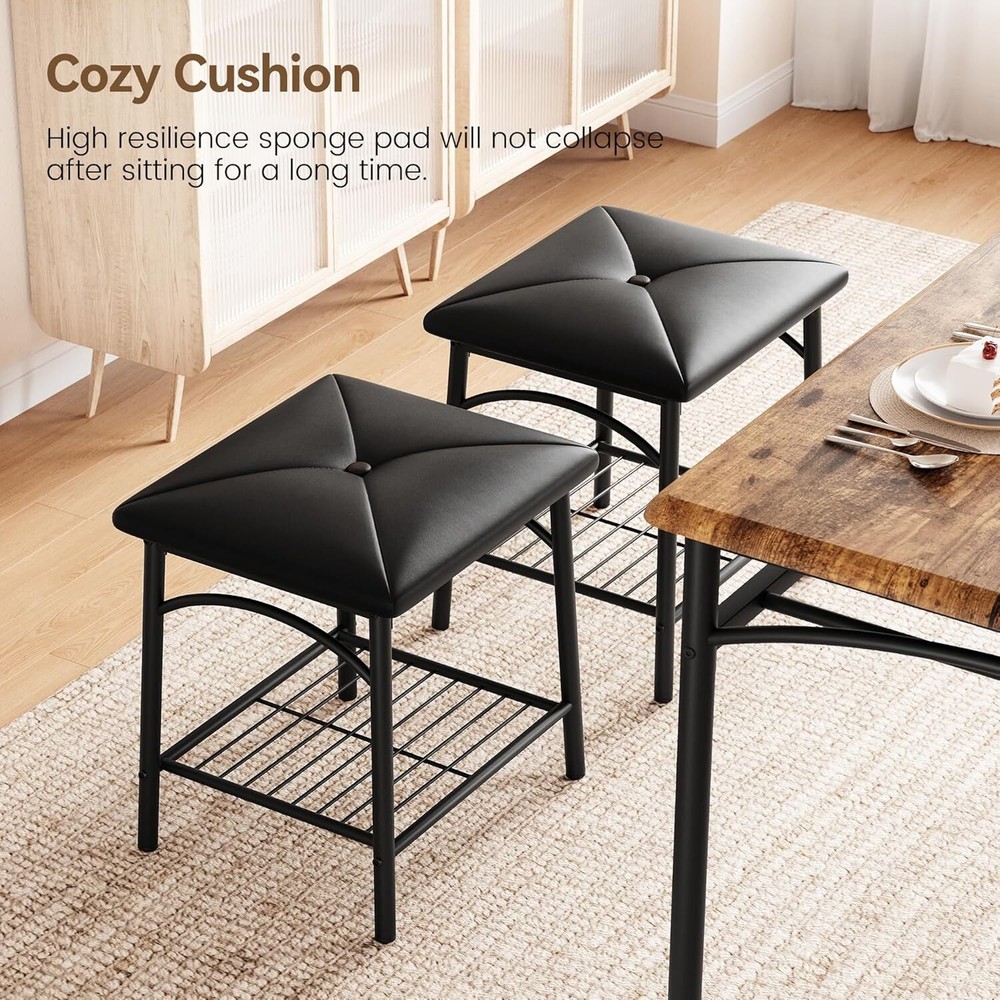 Dining Table Set for 4 Wooden Kitchen Table Set Storage with Bench, Stools Home