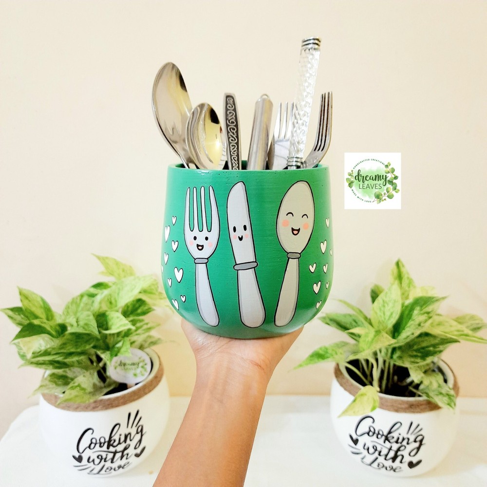 Custom Hand-Painted Utensil Holder – Personalized, Functional, Decorative Design
