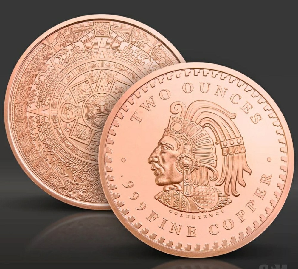 2 oz Aztec Calendar Copper Round Golden State Mint