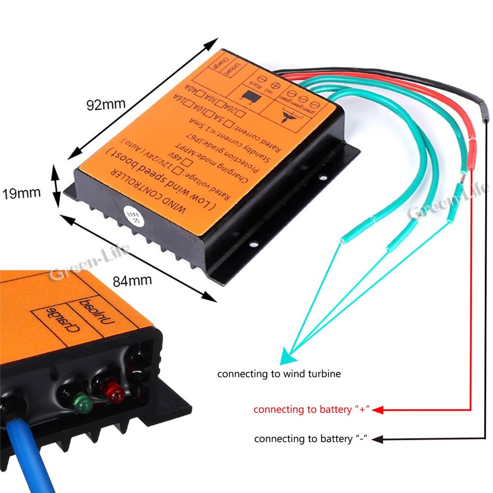MPPT Waterproof Wind Generator Boost Charge Controller 12/24V Charging Regulator