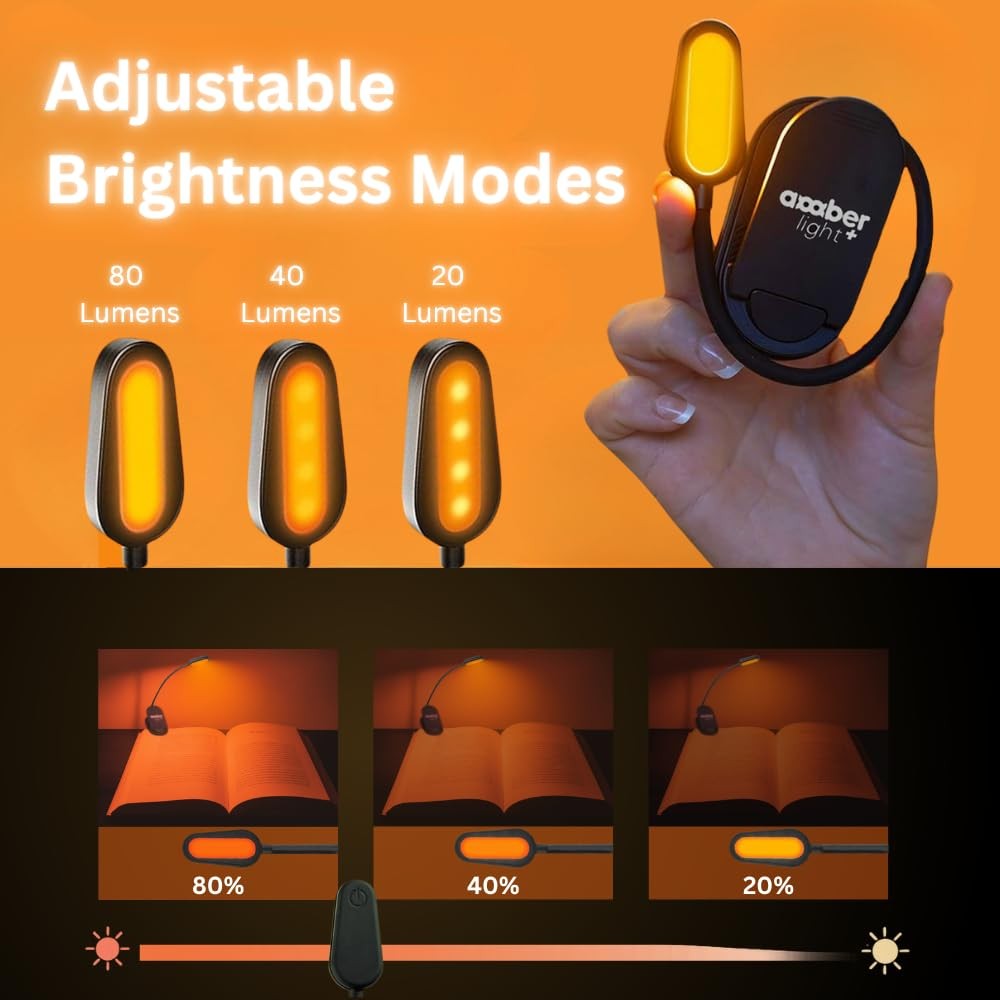 Amber Light + Giftable Amber Book Light - Blue Light Blocking - Night Reading...