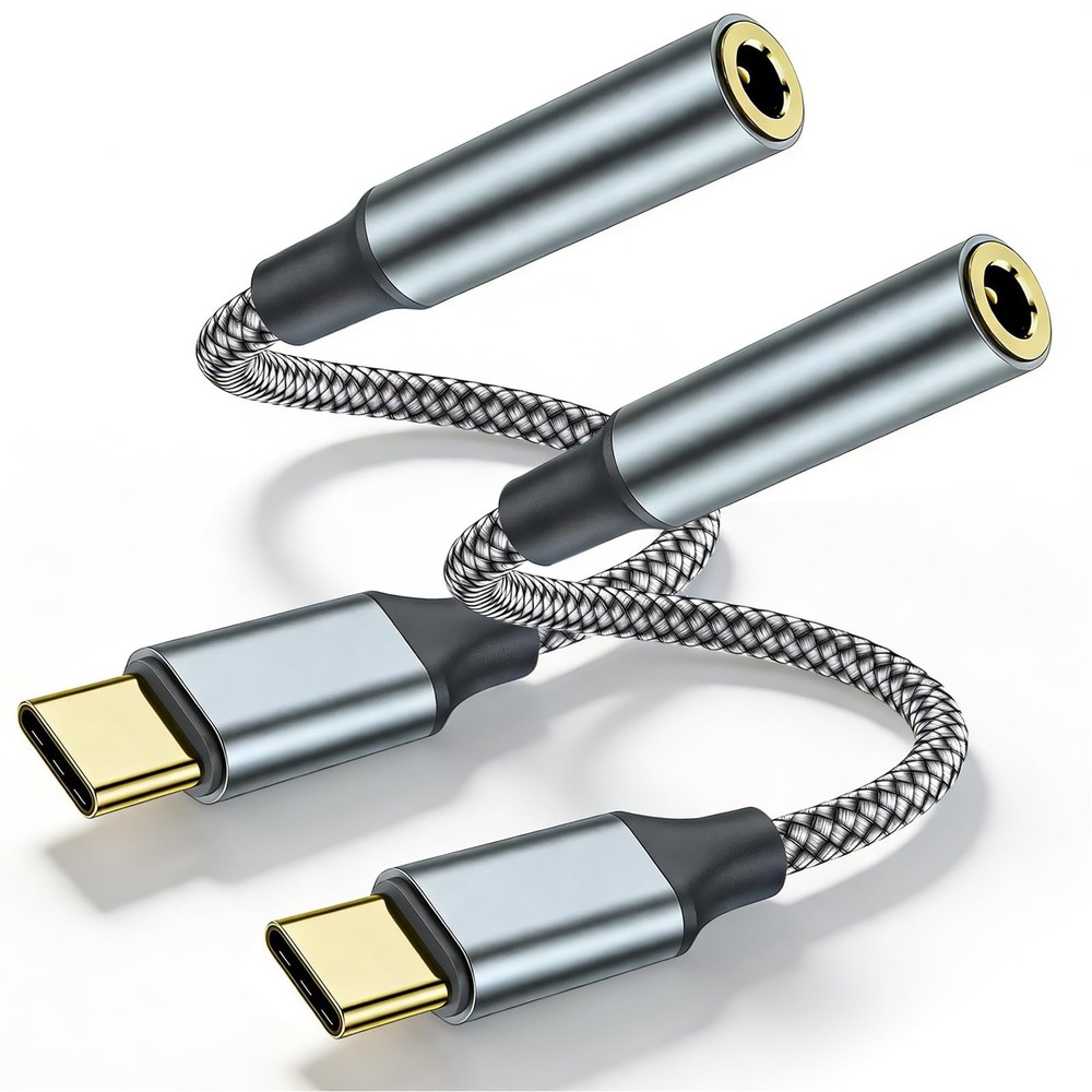 Usb C To 3.5mm Aux C Adapte(2 Pack), C Adapter Type C Gray