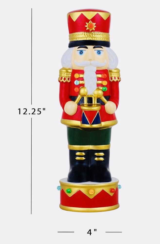 Hand Painted 12" Ceramic Nutcracker LED Lighted Holiday Christmas Decor Display