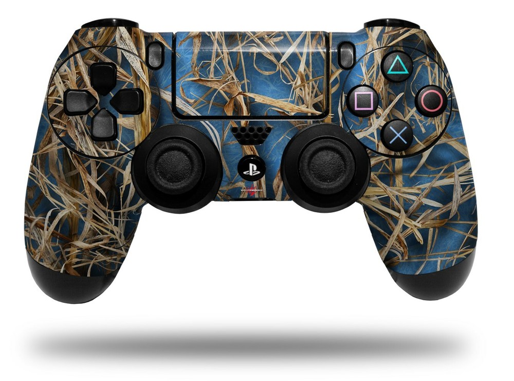 Skin for Sony PS4 Controller WraptorCamo Grassy Marsh Camo Neon Blue
