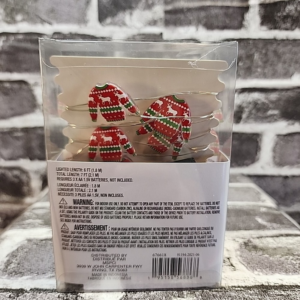 Ashland Christmas Sweater LED Lights String Christmas Battery Timer 6ft New