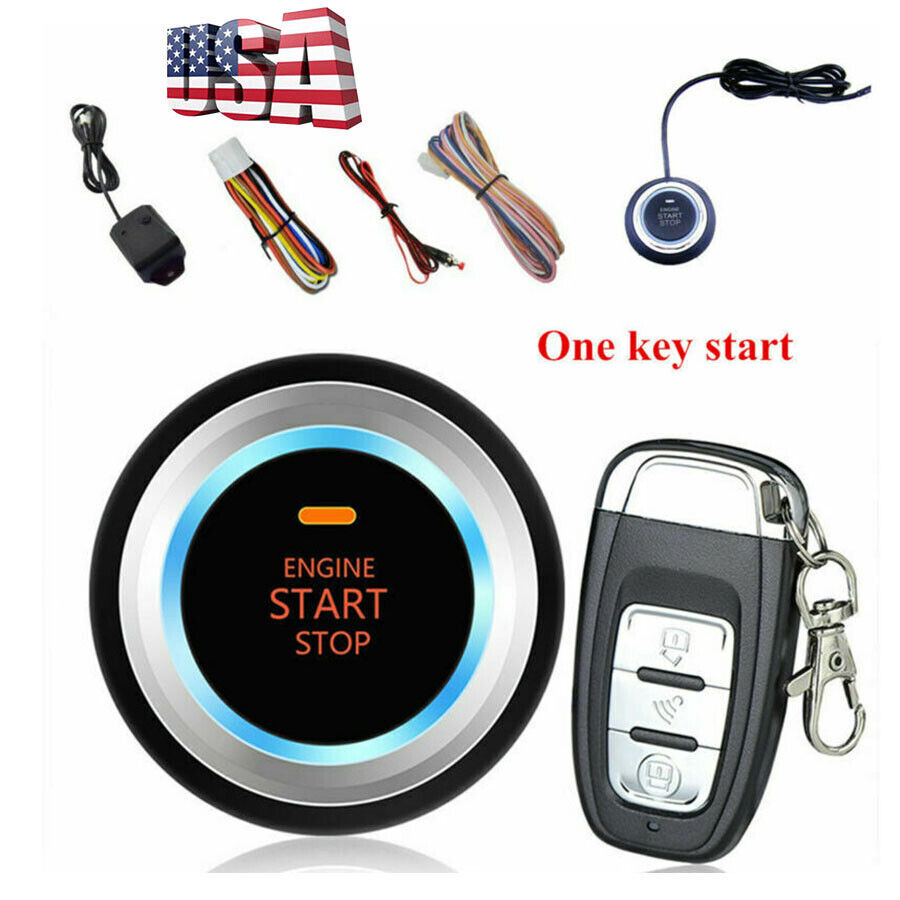 Car Auto Alarm System Security Vibration Alarm Ignition Engine Start Push Button