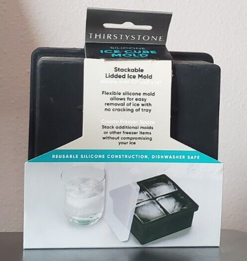 Thirstystone by Cambridge Large 4-Cube Silicone Ice Mold Creates 2.5" Cubes B5