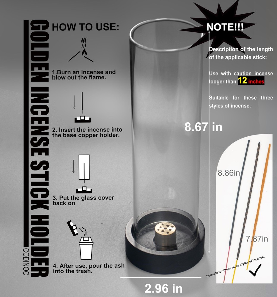 CODINOO Incense Holder for Sticks,Modern Stick General size, Black