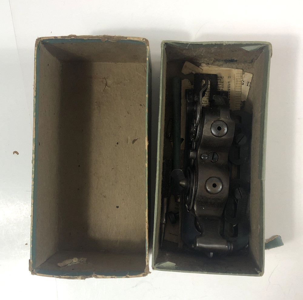 FAMOUS BUTTONHOLE WORKER ORIGINAL BOX With Instructions & Chisel Handle