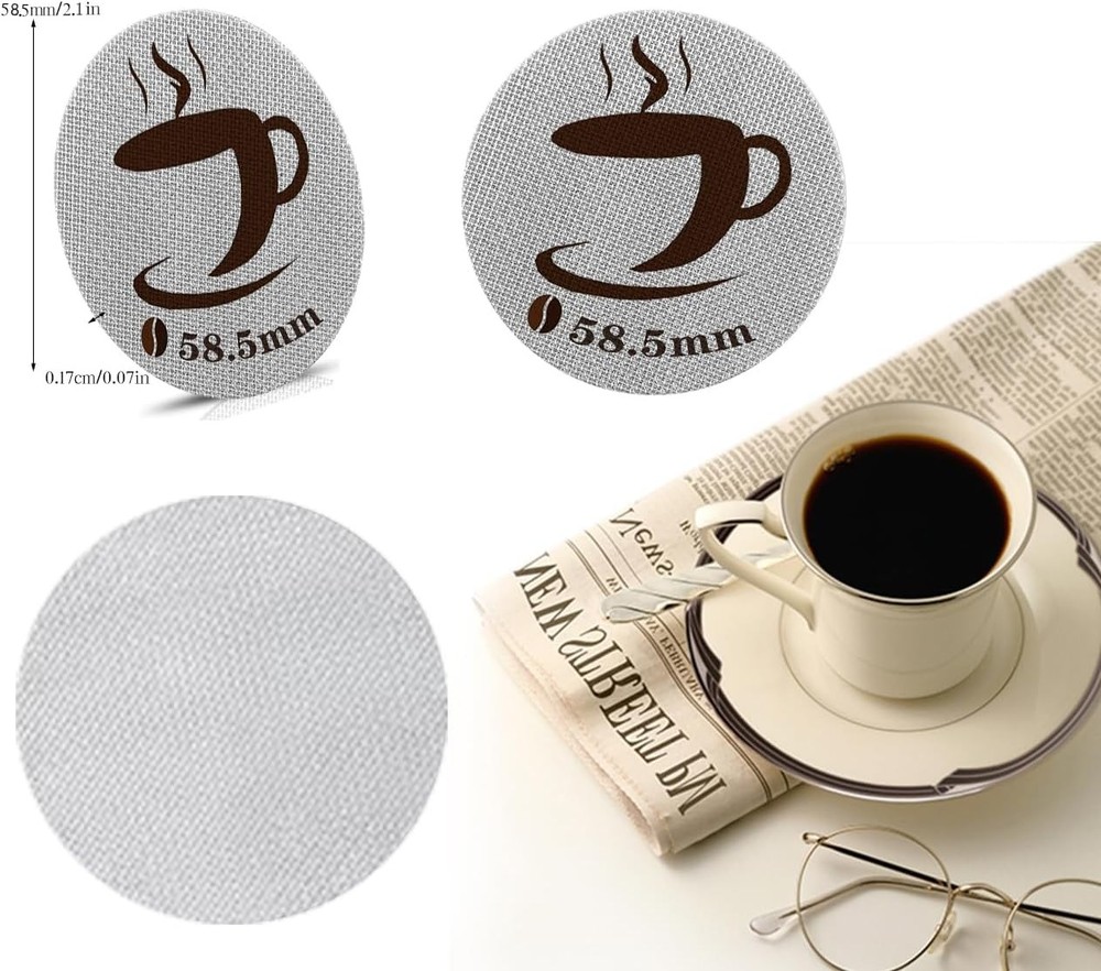 2 Packs 58.5mm Espresso Puck Screen, Reusable Screen Replacement,