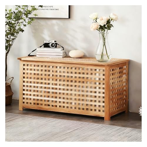 Solid Wood Entryway Bench with Storage, Vintage Laundry Storages Hamper with