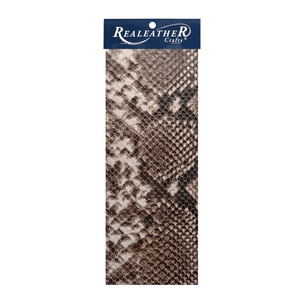 Realeather(R) Crafts Printed Leather Trim 9"X3"-Python Taupe