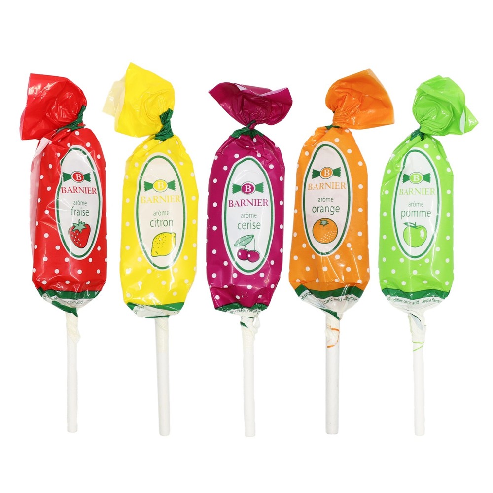 Bonbons Barnier Fruit Assorted Lollipops 10pcs - Mixed Fruit Flavored Lollipops
