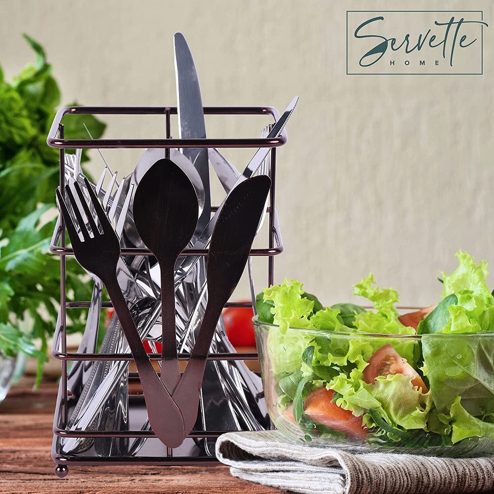 Servette Home Wire Cutlery Utensil Caddy - Bronze