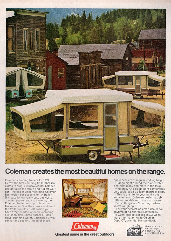 1969 Coleman Camping Trailers Original Color Print Ad