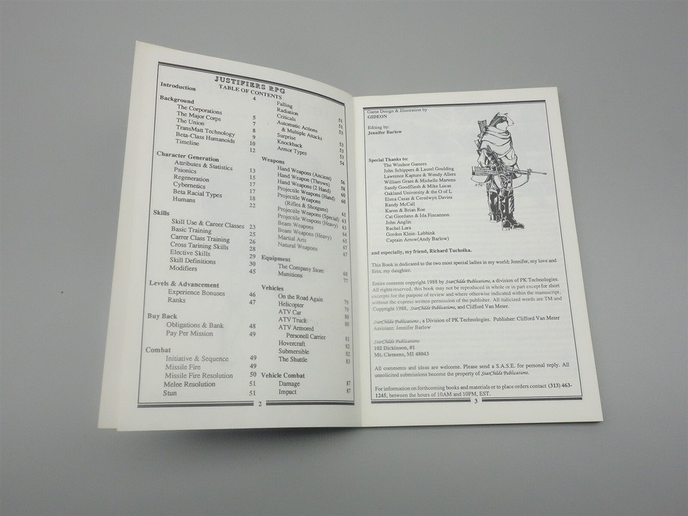 JUSTIFIERS RPG StarChilde Publications 1988 by Gideon