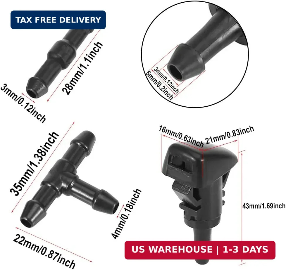 7pcs Front Windshield Washer Nozzles Kit, Replacement for Chrysler, Jeep, Dodge,
