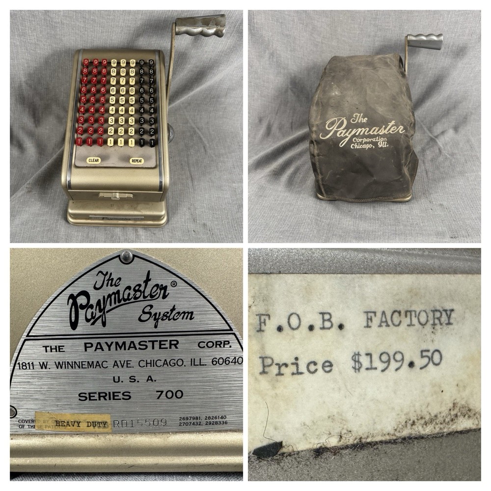 Vintage Paymaster Series 700 Mechanical Adding Machine w/ Cover Display Untested
