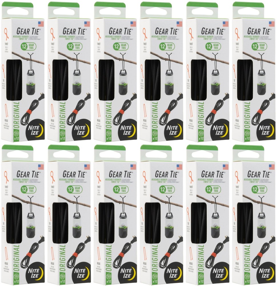 Nite Ize 12-Pack Gear Tie ProPack, 12" - Black (12-Pack)
