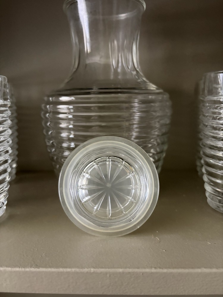 Anchor Hocking ribbed Beehive Juice Pitcher Set