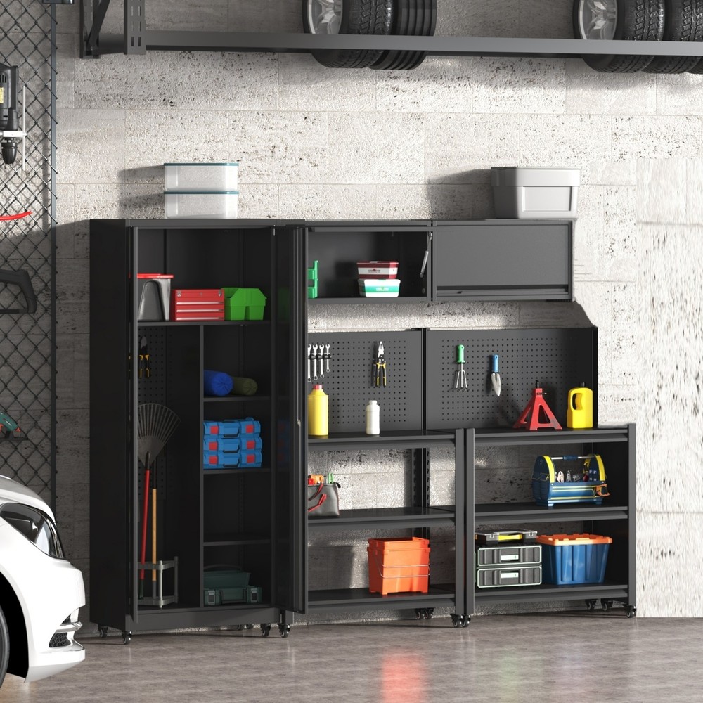 Workshop Garage Cabinet Set Metal Tool Storage Cabinet System Mobile Workbench
