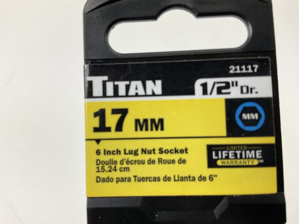 Titan 21117 1/2" Drive XL Lug Nut Socket, 17mm