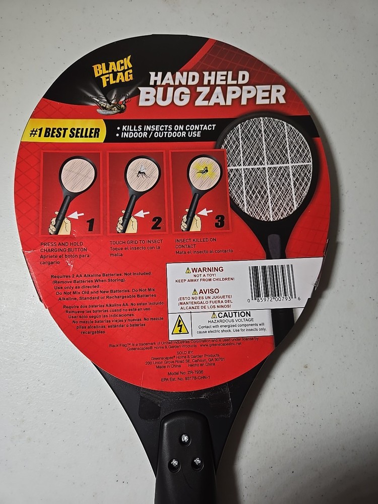 Black Flag Portable Handheld Bug Zapper Insect Killer Racket Brand NEW
