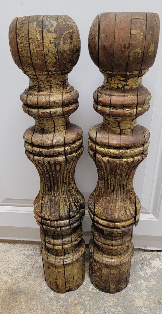 Vintage Architectural Savage Post Pair Solid Heavy Reclaimed