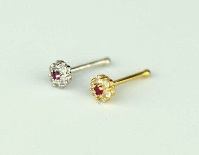 14k Yellow or White Gold Flower Nose Piercing Stud