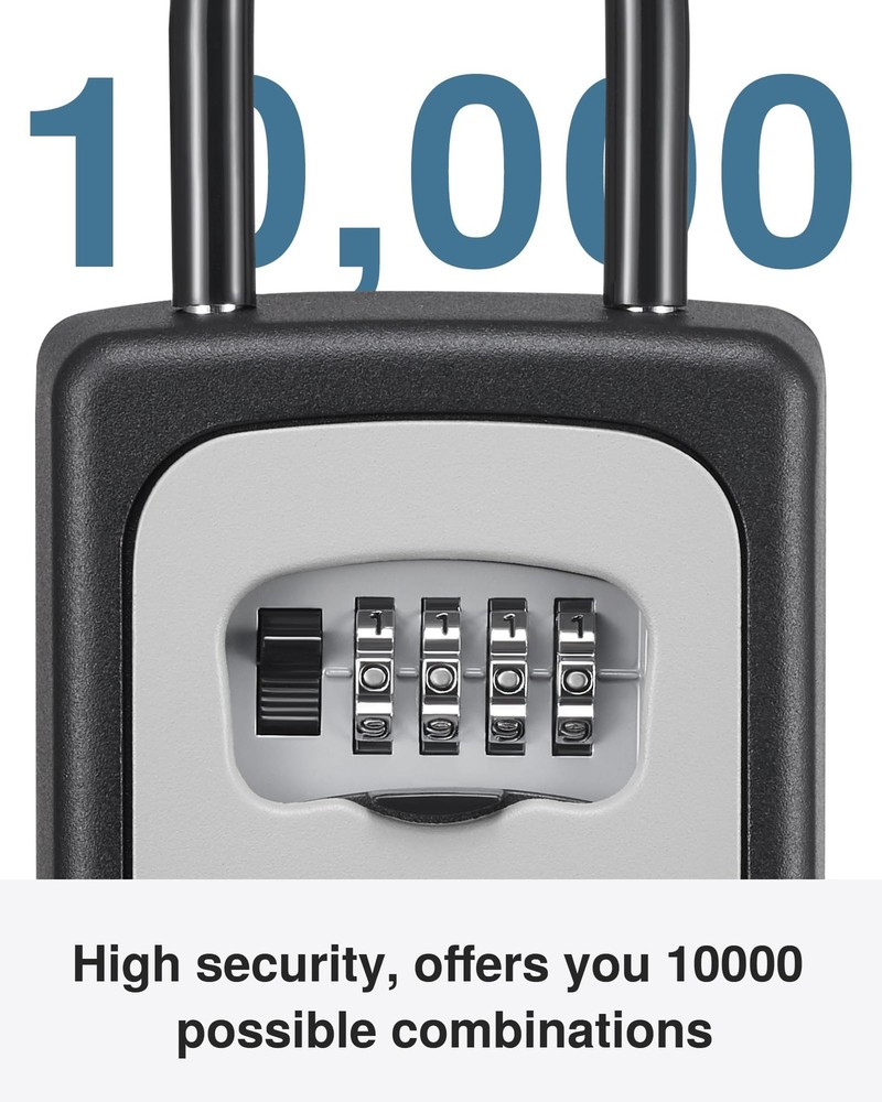 Lock Box, Large Key Lock Box Resettable Combination Code Lockbox, Portable Wa...