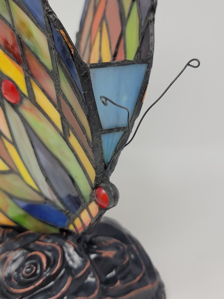 Stained Glass Accent Butterfly Night Light Table Lamp