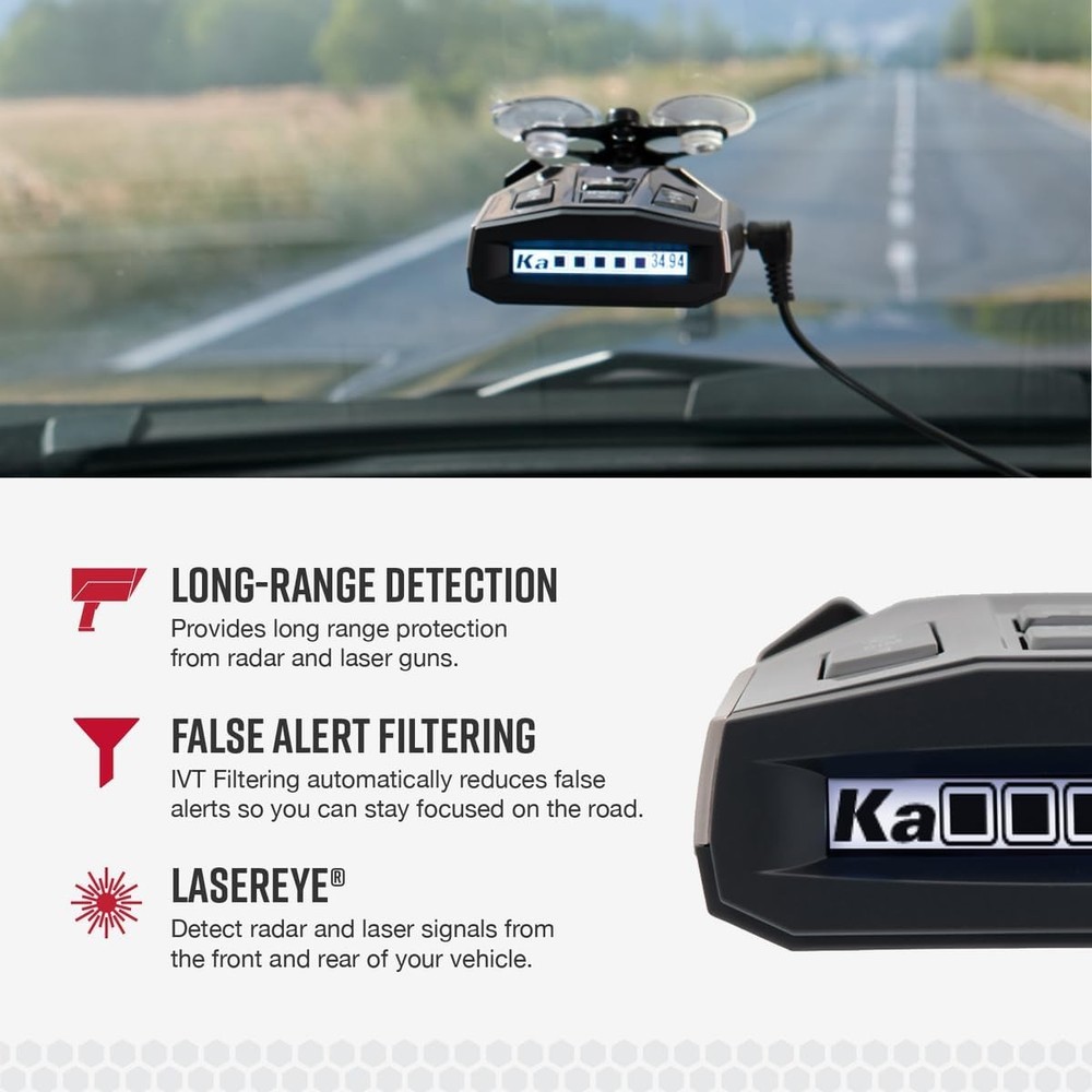 Cobra RAD 450 Laser Radar Detector: Long Range, False Alert Filter, Voice Alert