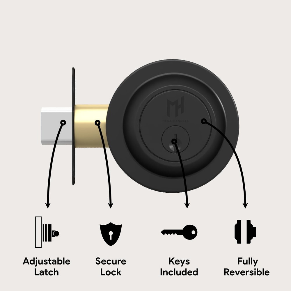 Buena Heavy Duty Round Locking Entry Deadbolt Lock for Doors Matte Black