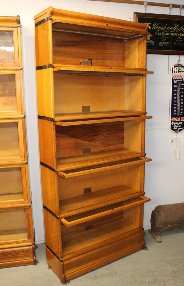 Antique Wall Unit (3) Oak Globe Wernicke Bookcases – Each Five Sections Height