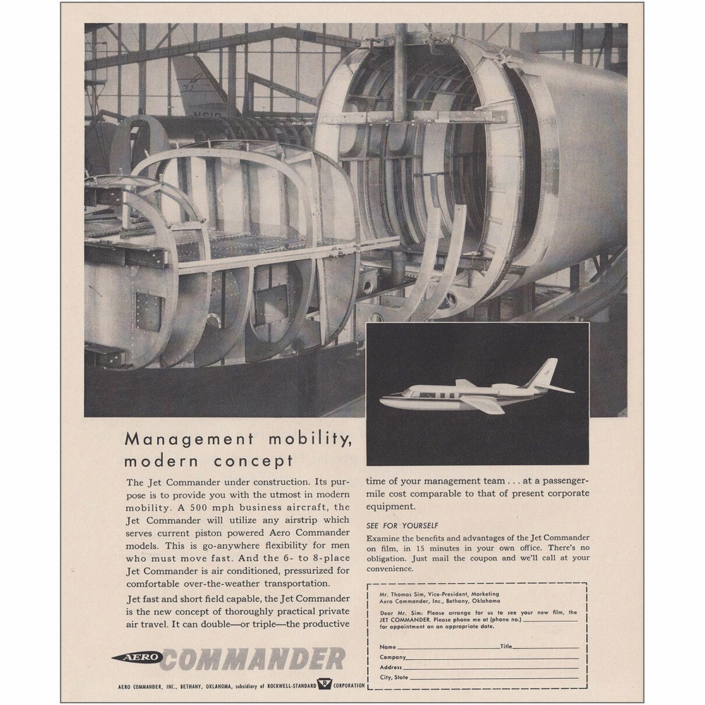 1962 Aero Commander: Management Mobility Vintage Print Ad