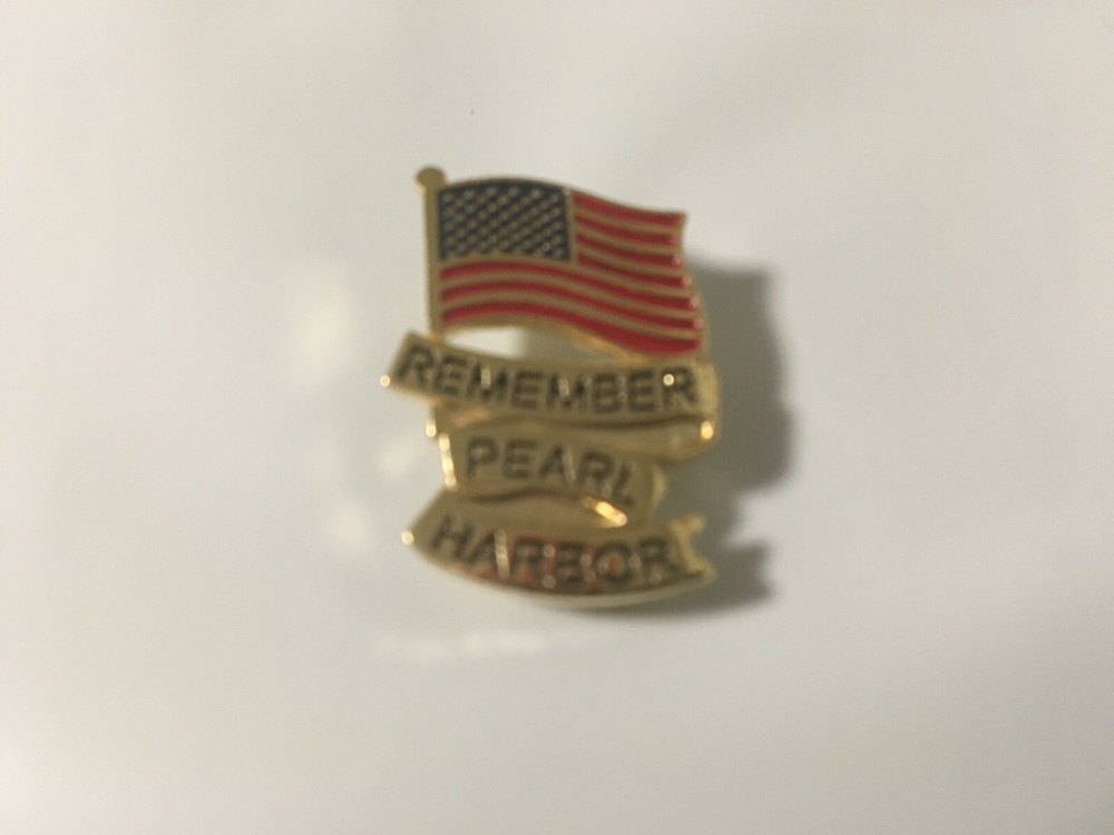 PATRIOTIC HAT PIN "US FLAG REMEMBER PEARL HARBOR"