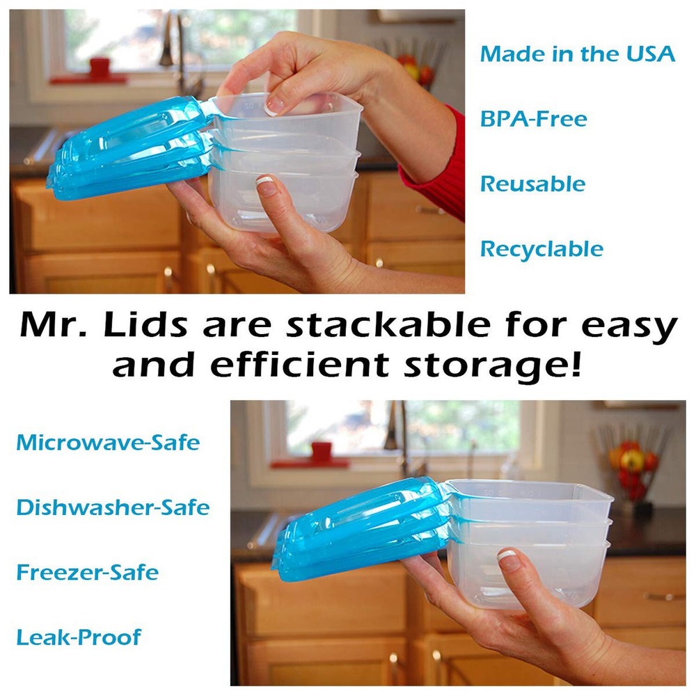 Mr. Lid Premium Attached Storage Containers | Permanently Attached Plastic Li...
