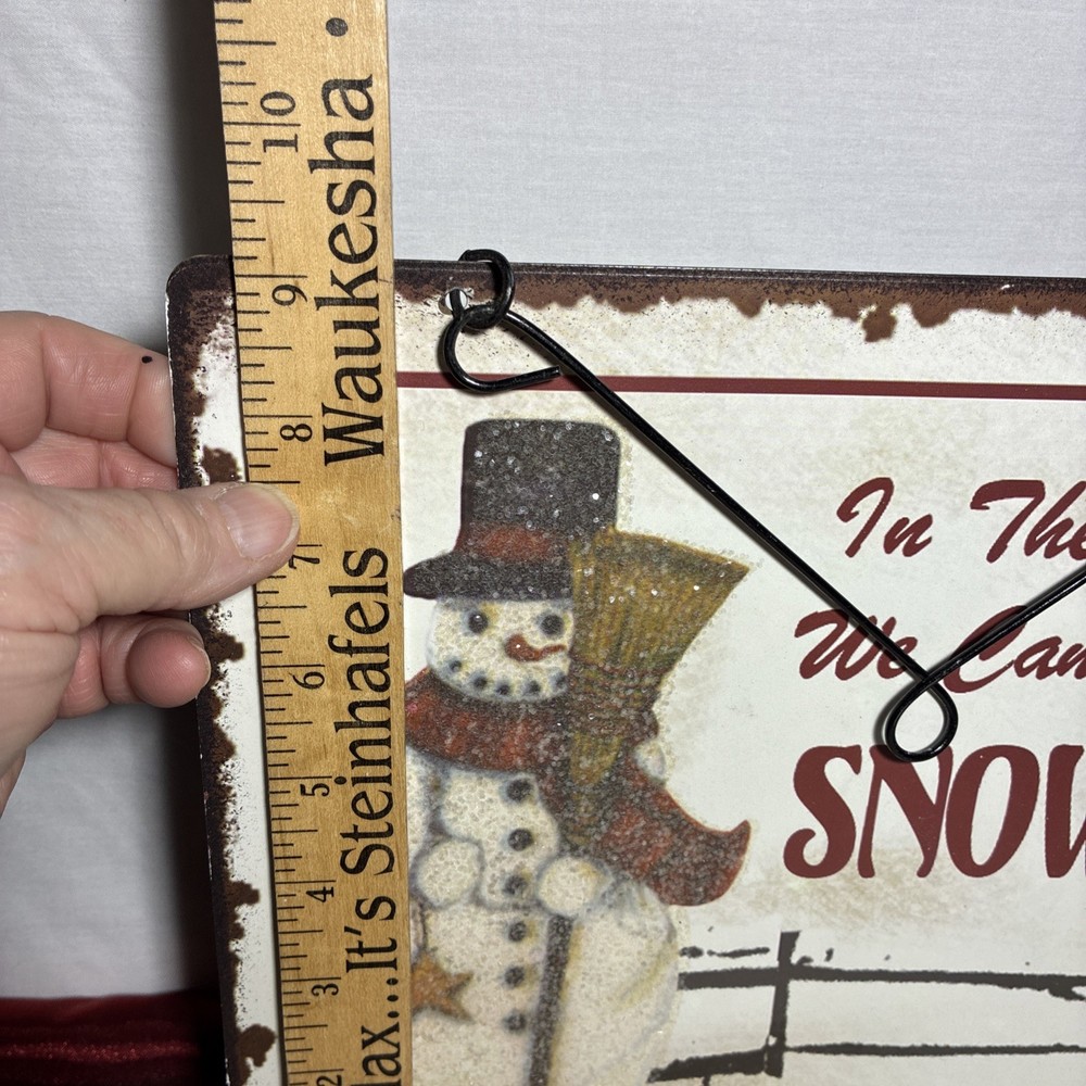 Rustic Christmas Tin Hanging Wall Snowman