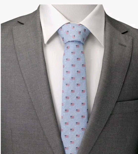 Light Blue Cufflinks Inc American Flag Men's Tie