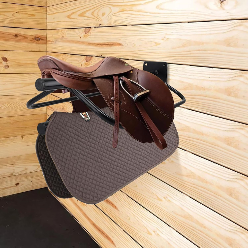 2 Pack Saddle Rack with Pad Bar,Heavy Duty Wall Mounted Saddle Stand Saddle Pad