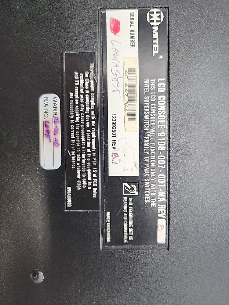 Mitel LCD Console 9108-007-001 Retro Electronics