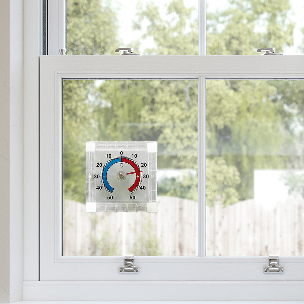 4pcs Square Thermometer for Windows and Doors Outdoor Temperature Reader