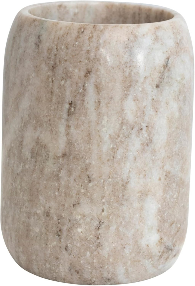 Modern Marble Bottle Holder, White Crock, Natural