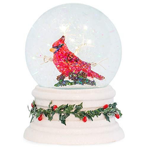 Cardinal with LED Tree Glitterdome Snow Globe 100mm