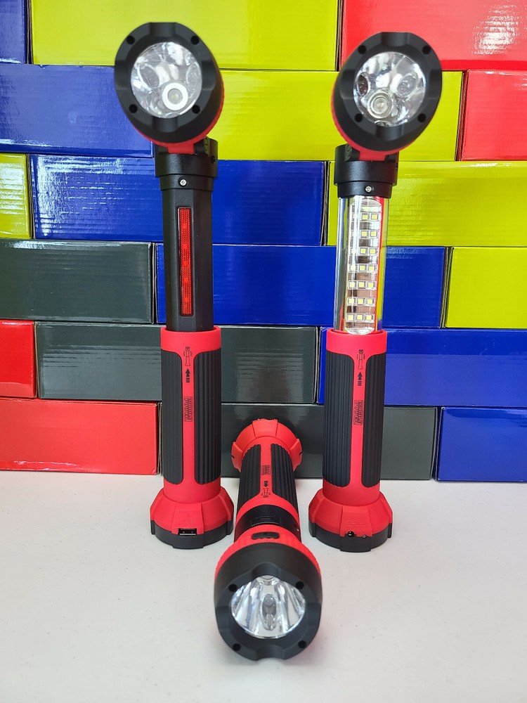 MobilePower LED Flashlight Charcoal Red Green Blue Work Light Hazzard Flashing