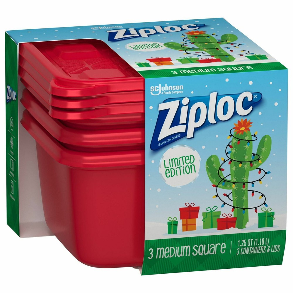 ZIPLOC MEDIUM SQUARE FOOD STORAGE CONTAINERS 1.25