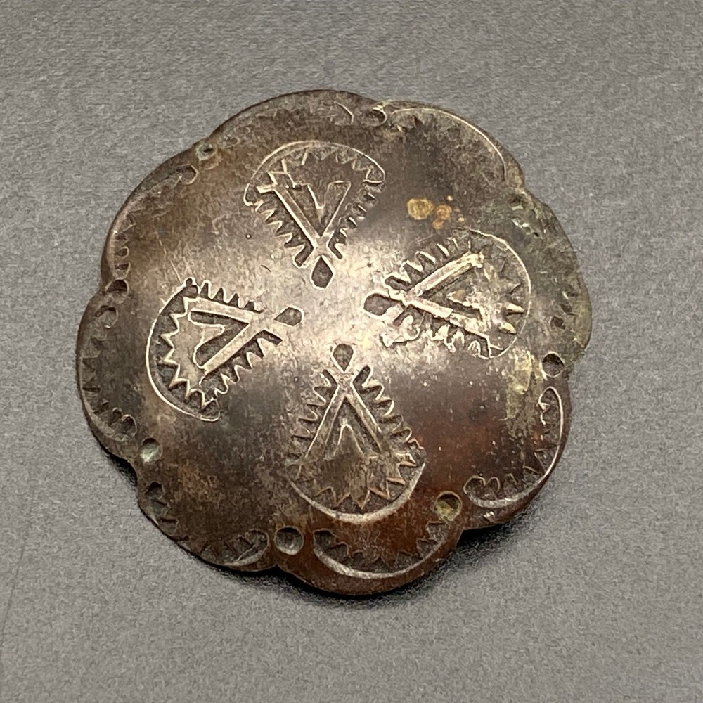 Vintage Navajo Native Hand Stampwork Silver Button 7/8" Type SP 016
