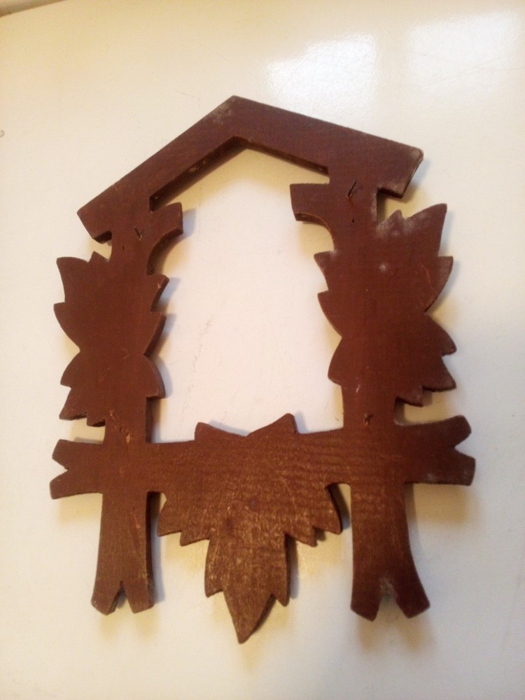 Vintage Cuckoo Clock Wood Carved Front Dressing