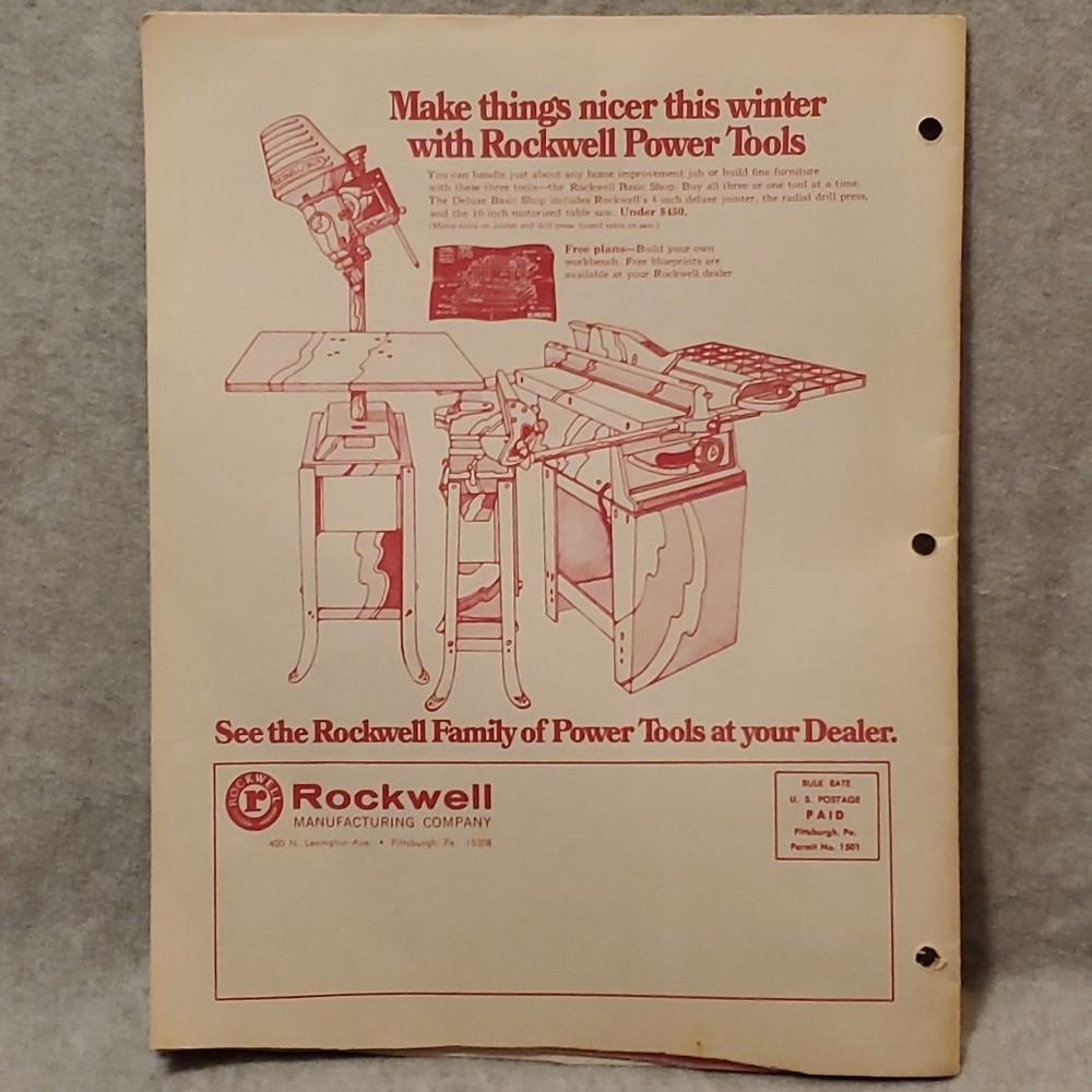 Rockwell Tools woodworking patterns MCM 1970 cutting board end table